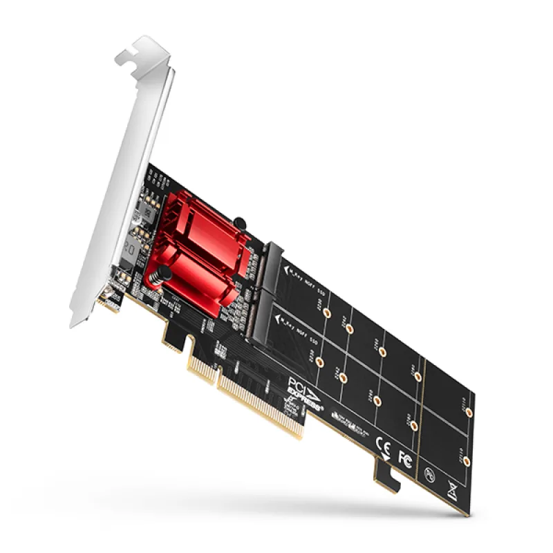 AXAGON PCEM2-ND, PCIe x8 radič - 2x M.2 NVMe M-key slot, RAID, podpora…