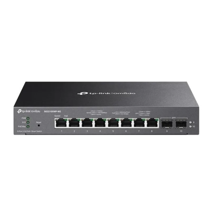 Omada 8-Port 2.5GBASE-T and 2-Port 10GE SFP+ Smart Switch with 8-Port PoE…