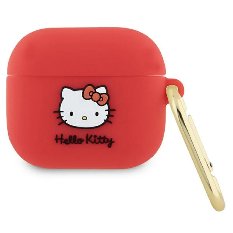 Silikónové puzdro Hello Kitty 3D Kitty Head pre AirPods 3 - fuchsiové