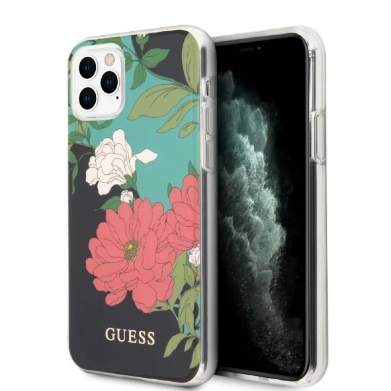 Guess GUHCN65IMLFL01 iPhone 11 Pro Max čierna/čierna kolekcia kvetov N°1