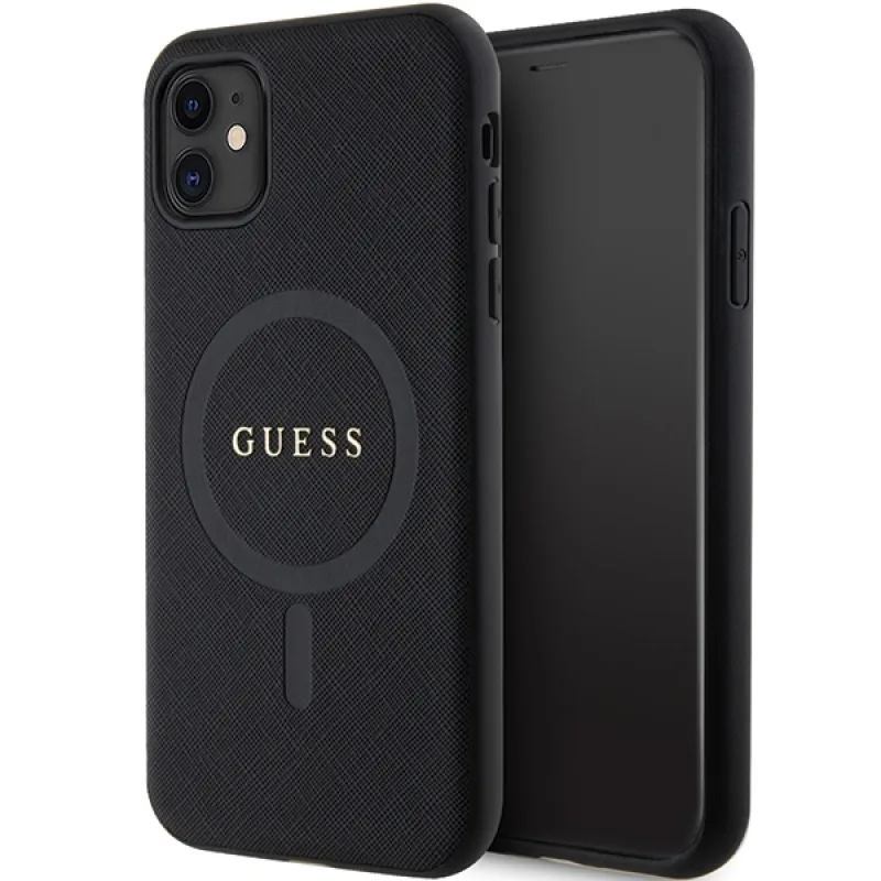 Guess GUHMN61PSAHMCK puzdro pre iPhone 11 / Xr - čierne Saffiano MagSafe