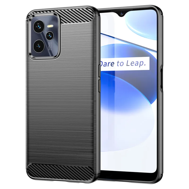 Carbon Case puzdro pre Realme C35 flexibilný silikónový karbónový kryt čierny
