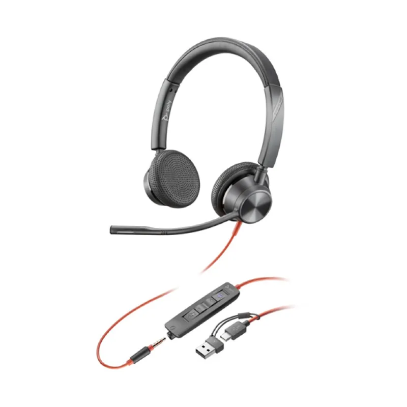 HP Poly Blackwire 3325 MS Teams náhlavná súprava, 3.5 mm jack + USB-C/A adaptér, stereo