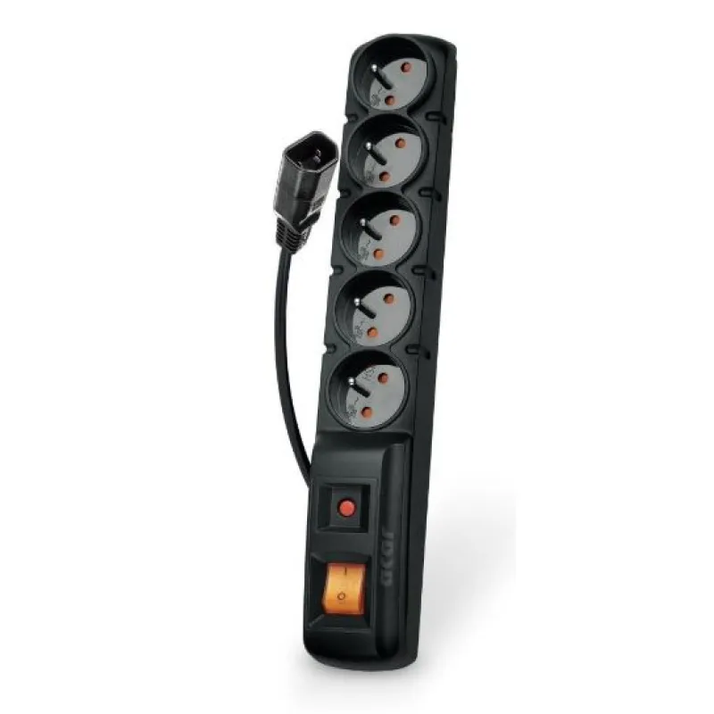 Acar F5 IEC 5m kábel, 5 zásuviek, prepäťová ochrana, C14 do UPS, čierny…