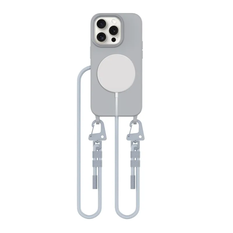 Puzdro MagSafe na iPhone 15 Pro Tech-Protect MagNecklace – šedé