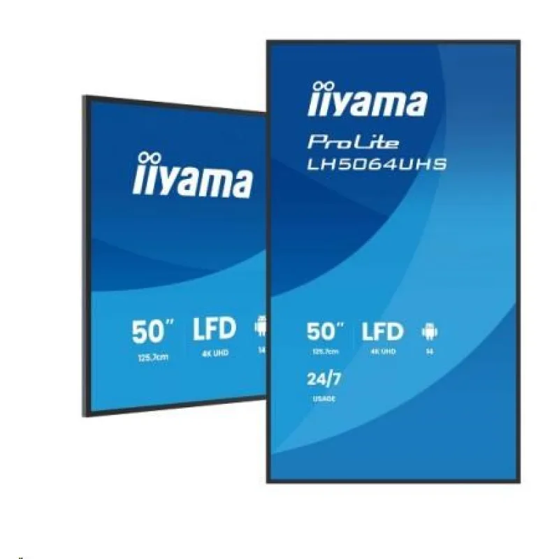 50" iiyama LH5064UHS-B1AG:VA, 4K UHD, Android, 24/ 7 LH5064UHS-B1AG