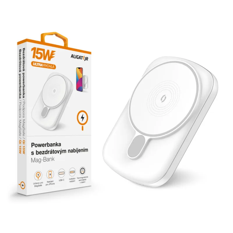 ALIGATOR Powerbanka s bezdrôtovým nabíjaním ALIGATOR Mag-Bank, určené pre…