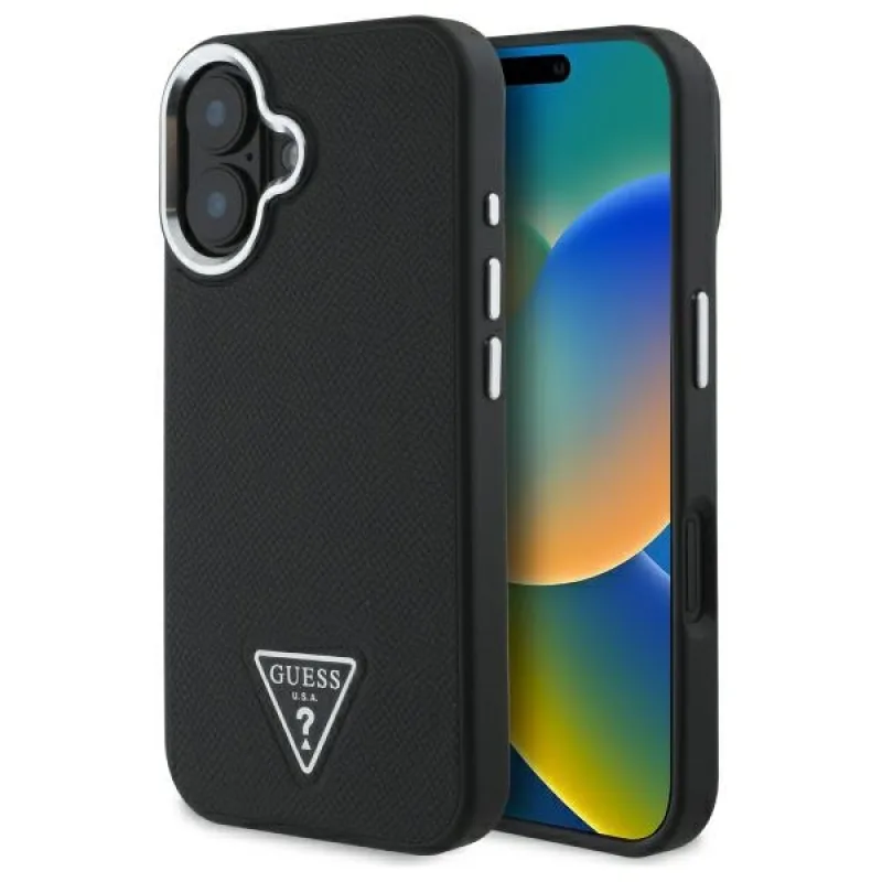 Guess GUHMP16MPGTSPSK iPhone 16 Plus 6,7" čierno/čierne pevné puzdro Grained Triangle MagSafe