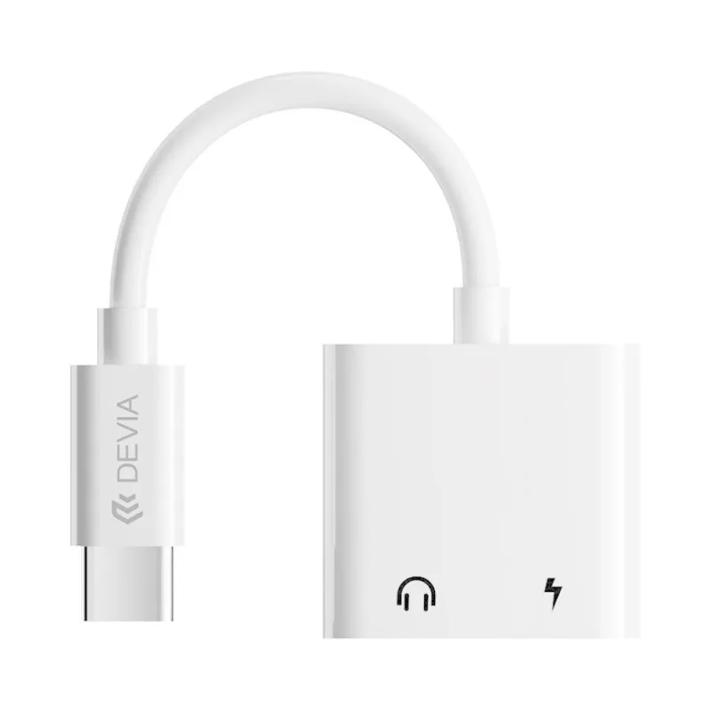 Devia Smart Series Adapter USB-C to Dual USB-C - White 6938595354137