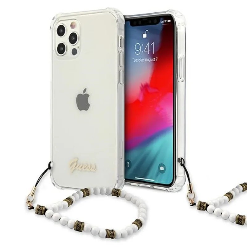 Priehľadné pevné puzdro Guess GUHCP12LKPSWH iPhone 12 Pro Max 6,7" White Pearl