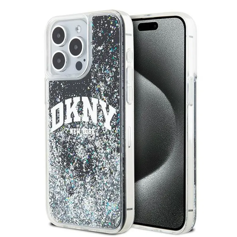 Obal DKNY Liquid Glitter Big Logo pre iPhone 15 Pro Max - čierny
