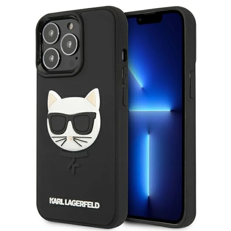 Karl Lagerfeld 3D gumené puzdro pre iPhone 13 Pro / iPhone 13 - čierne