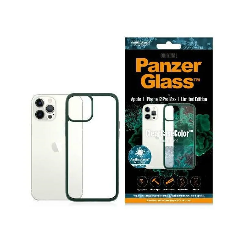 Puzdro PanzerGlass ClearCase pre iPhone 12 Pro Max - priehľadné a zelené
