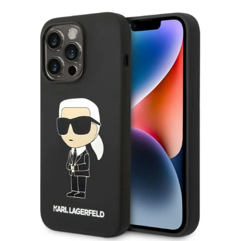 Karl Lagerfeld Silikónový obal Ikonik MagSafe pre iPhone 14 Pro - čierny