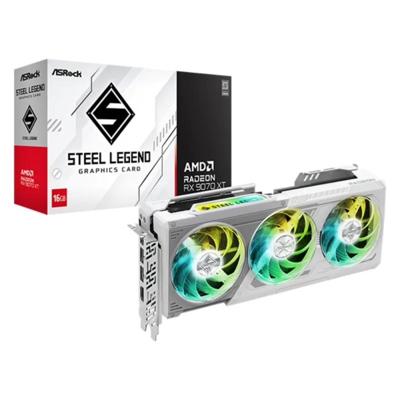 ASRock VGA AMD Radeon RX 9070 XT Steel Legend 16GB, RX 9070 XT, 16GB…
