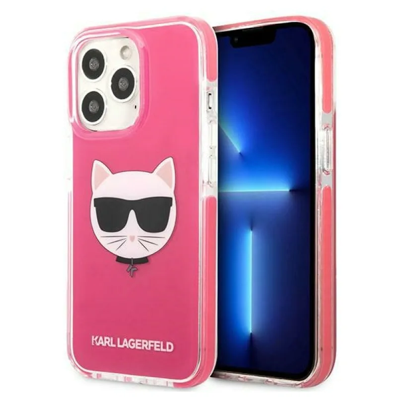 Puzdro Karl Lagerfeld Choupette Head na iPhone 13 Pro / iPhone 13 - fuksjowy