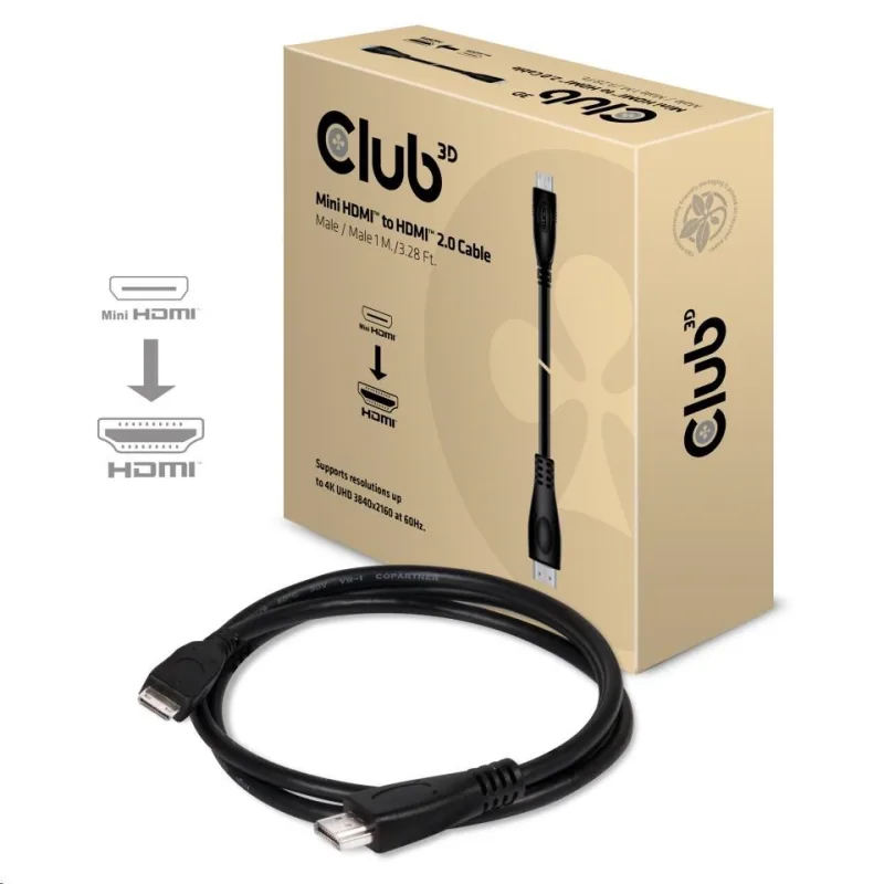 Kábel Club3D Mini HDMI na HDMI 2.0 4K60Hz UHD, (M/ M), 1m CAC-1350