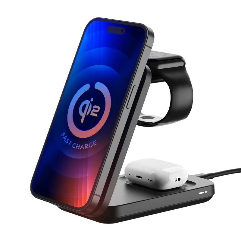 3mk bezdrátová nabíječka - MagRocket 3-in-1, technologie Qi2, 15W, …