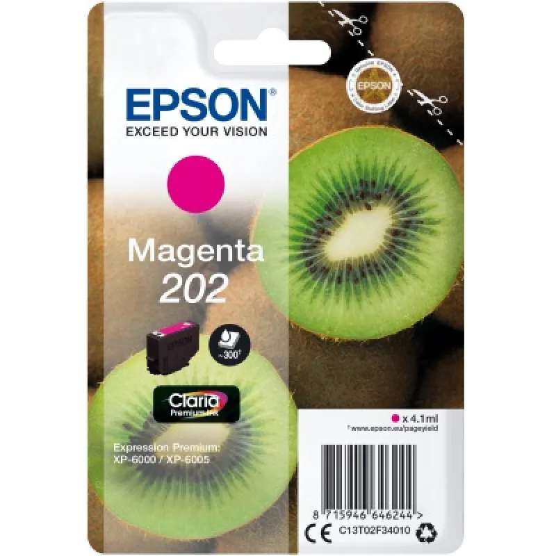 EPSON ink Magenta 202 Premium - singlepack, 4, 1 ml, 300s, štandard…