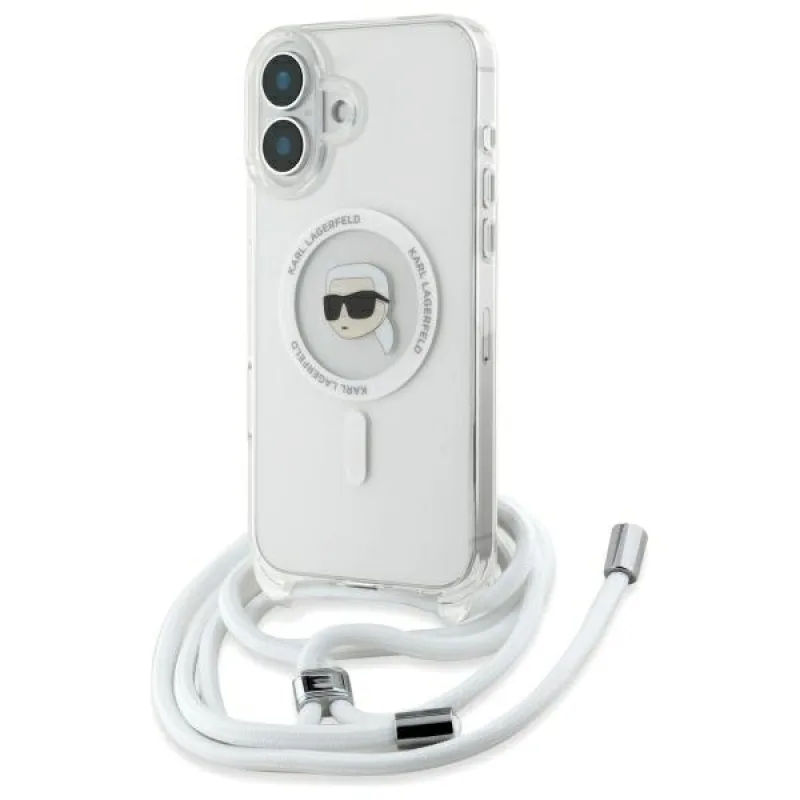 Puzdro Karl Lagerfeld Crossbody IML Karl Head Magsafe pre iPhone 16 – priehľadné