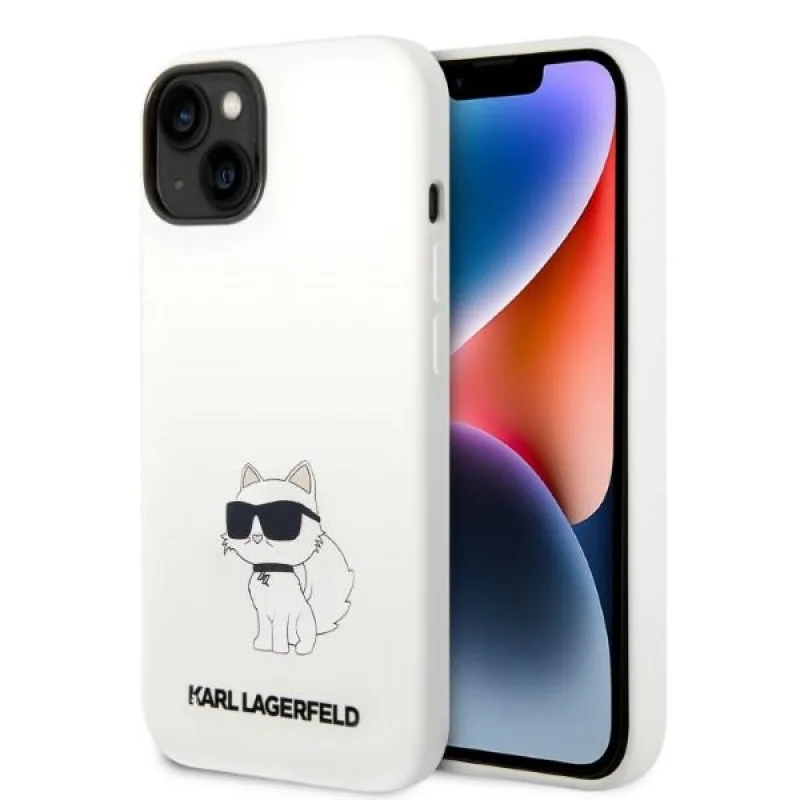 Karl Lagerfeld KLHMP14MSNCHBCH 6,7-palcový pevný obal na iPhone 14 Plus bielo/biely silikónový chupette MagSafe