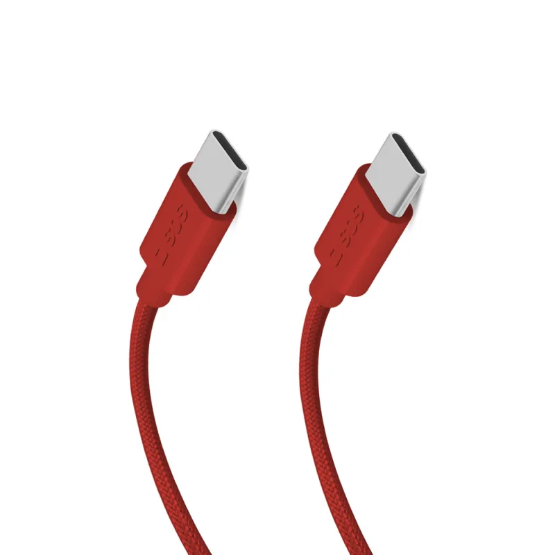 SBS TECABLETISSUETCCR USB-C – USB-C 1,5 m 60 W opletený kábel – červený
