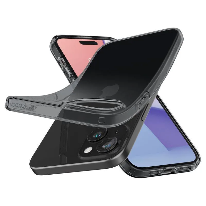 Puzdro Spigen Crystal Flex na iPhone 15 Plus – sivo-priehľadné