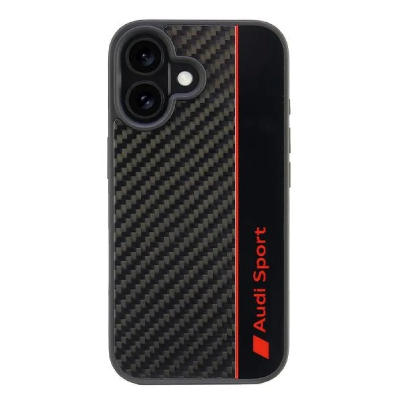 Puzdro Audi Carbon Fiber Stripe Case pre iPhone 16 6,1" - čierne