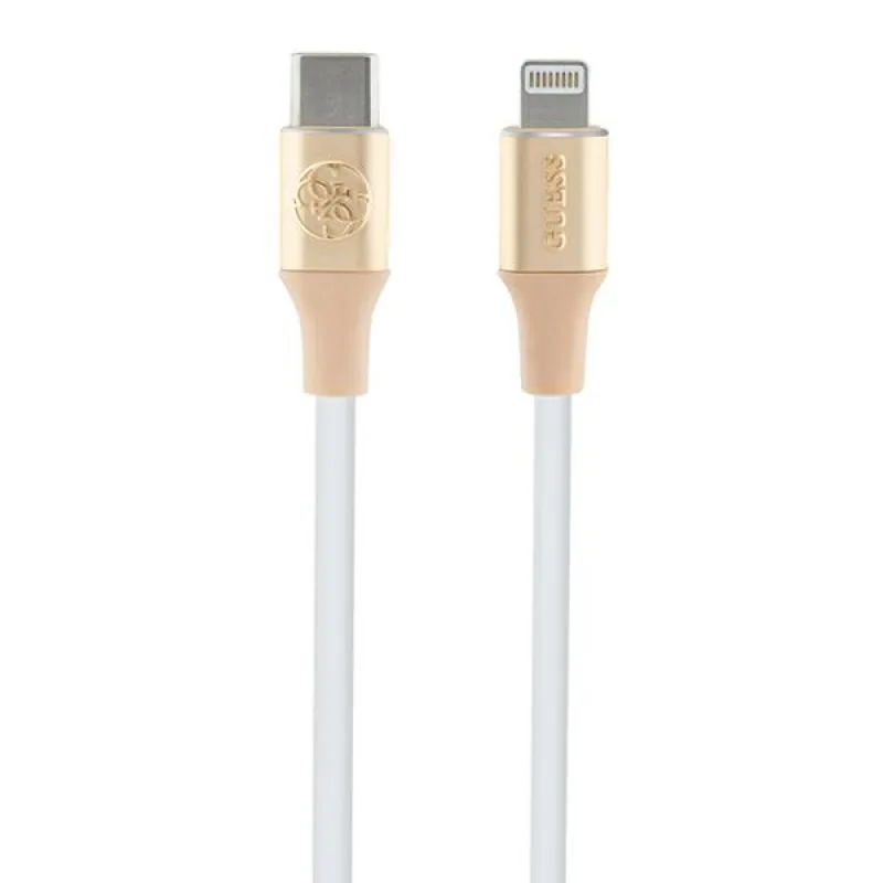 Guess Ebossed Logo USB-C / Lightning kábel 1,5m rýchle nabíjanie - zlatý