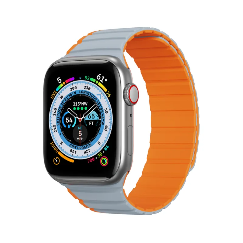Magnetický remienok Apple Watch SE, 9, 8, 7, 6, 5, 4, 3, 2, 1 (41, 40, 38 mm) Dux Ducis Remienok (verzia LD) - šedo-oranžový