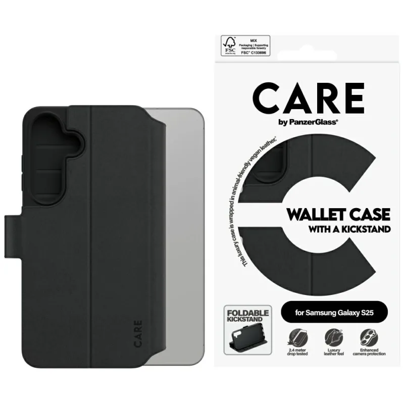 Púzdro CARE by PanzerGlass Feature Wallet Kickstand pre Samsung Galaxy S25 – čierne
