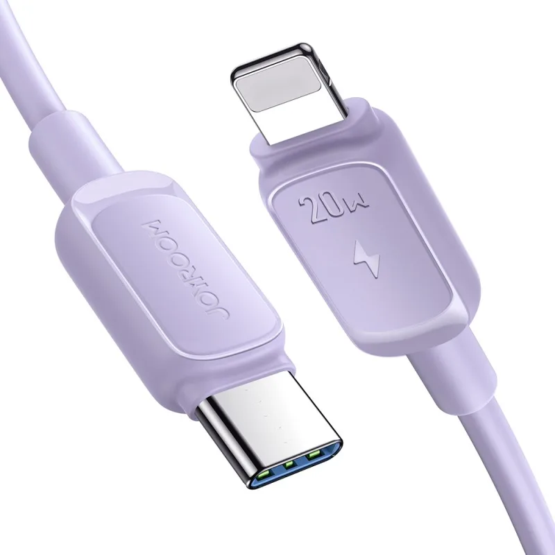 Viacfarebný kábel Joyroom A14 USB-C / Lightning 20 W 1,2 m – fialový