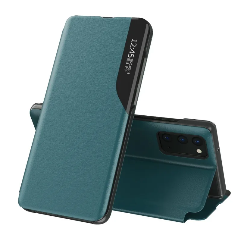 Eco Leather View Case elegantné puzdro typu knižnica so stojanom pre Samsung Galaxy A72 4G zelené