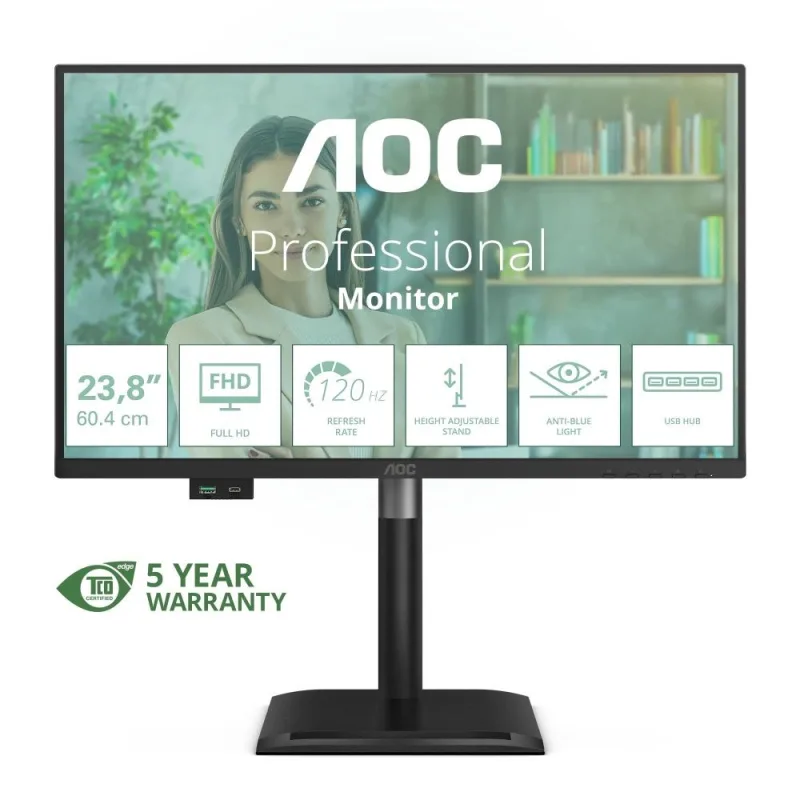 AOC/ 24P4U/ 23, 8"/ IPS/ FHD/ 120Hz/ 4ms/ Čierna/ 5R 24P4U