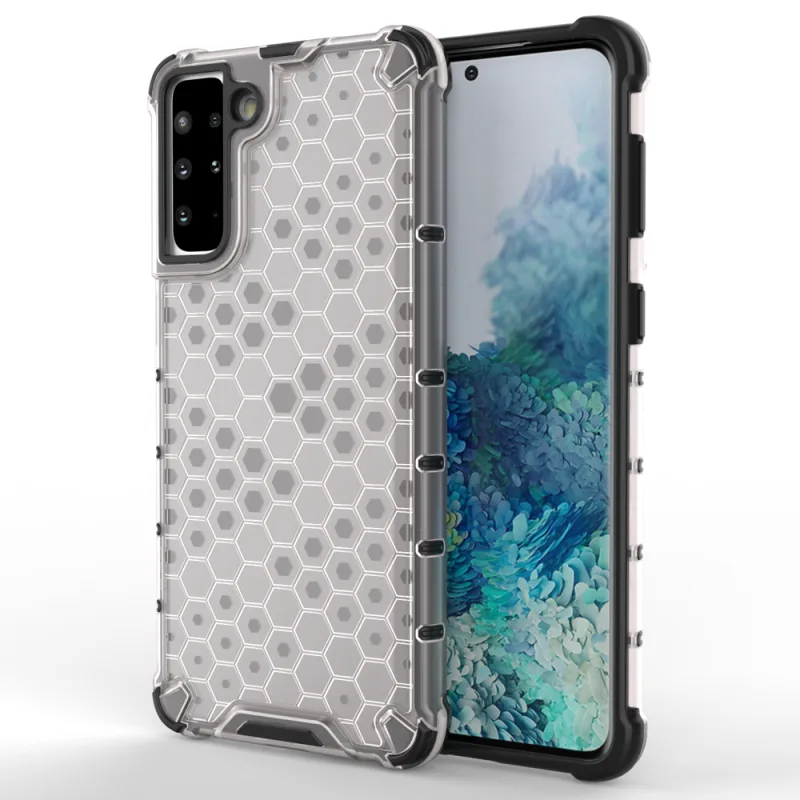 Pancierový kryt Honeycomb Case s TPU nárazníkom pre Samsung Galaxy S21+ 5G (S21 Plus 5G) priehľadný