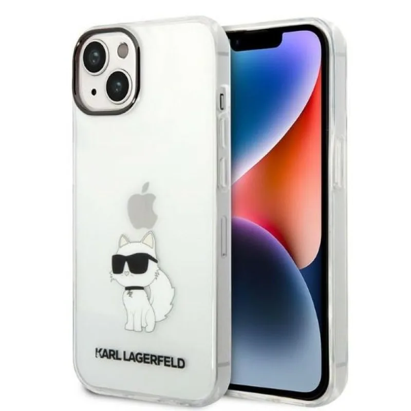 Obal Karl Lagerfeld Ikonik Choupette pre iPhone 14 Plus - priehľadný