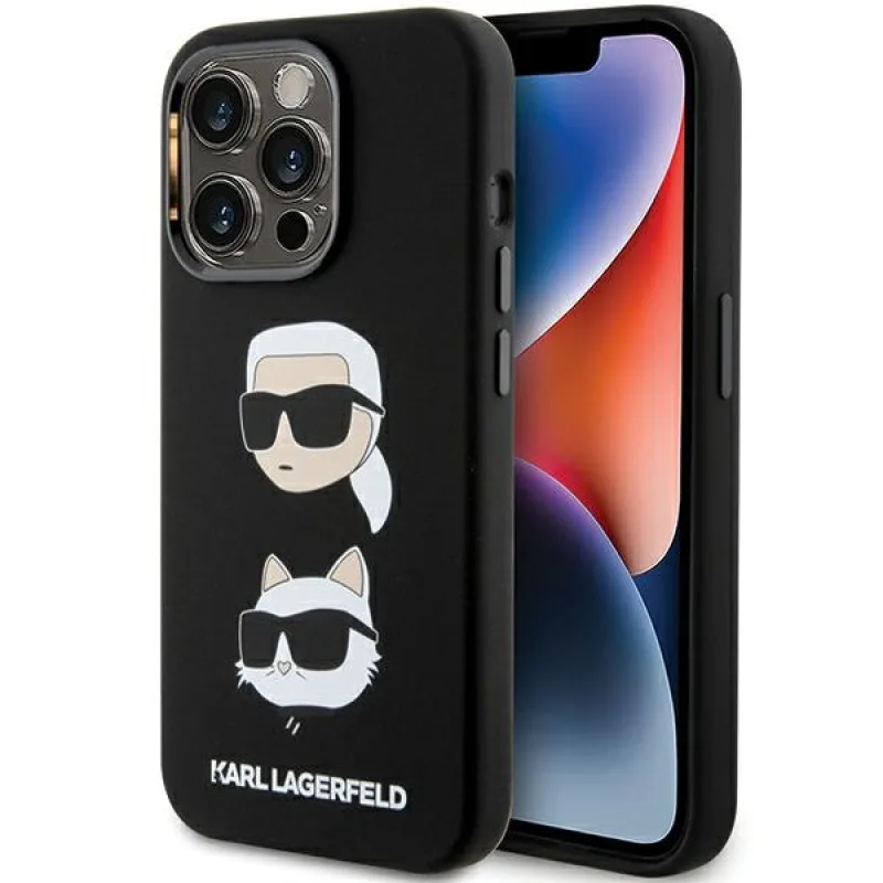 Karl Lagerfeld silikónové puzdro Karl&Choupette Head pre iPhone 15 Pro Max - čierne