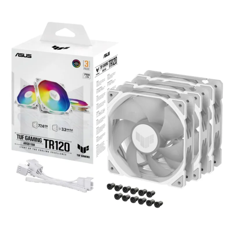ASUS ventilátor TUF GAMING TR120 ARGB, 3x120mm, bílá 90DA0093-B09020