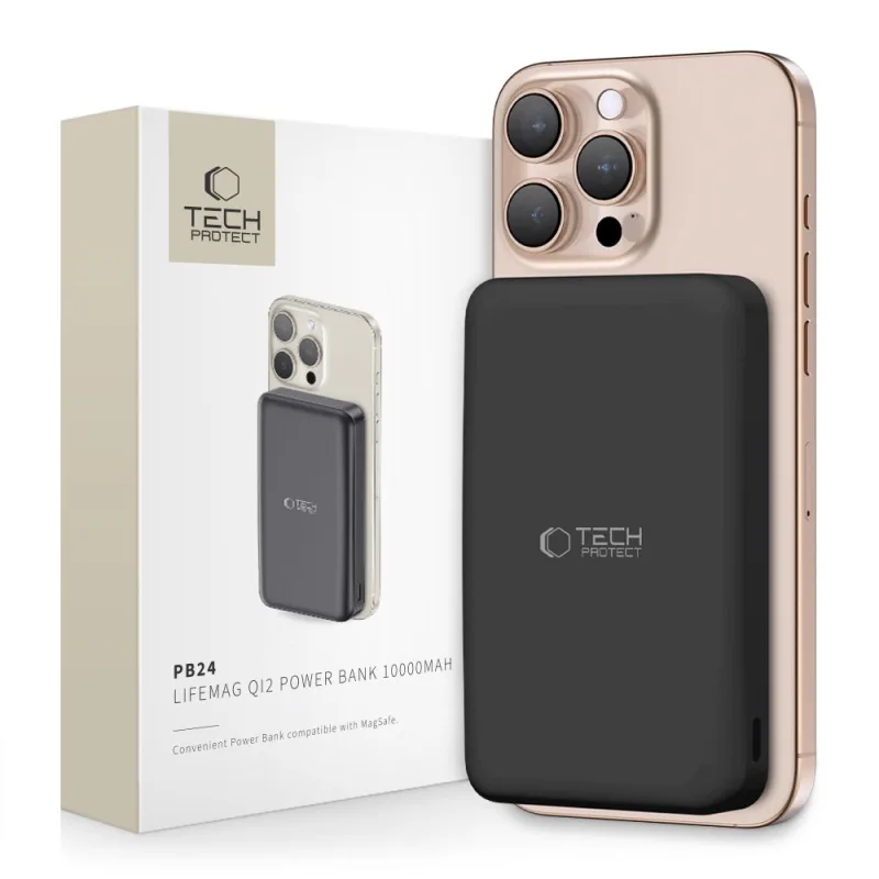 Powerbanka Tech-Protect PB24 LifeMag QI2 MagSafe 10000 mAh - čierna