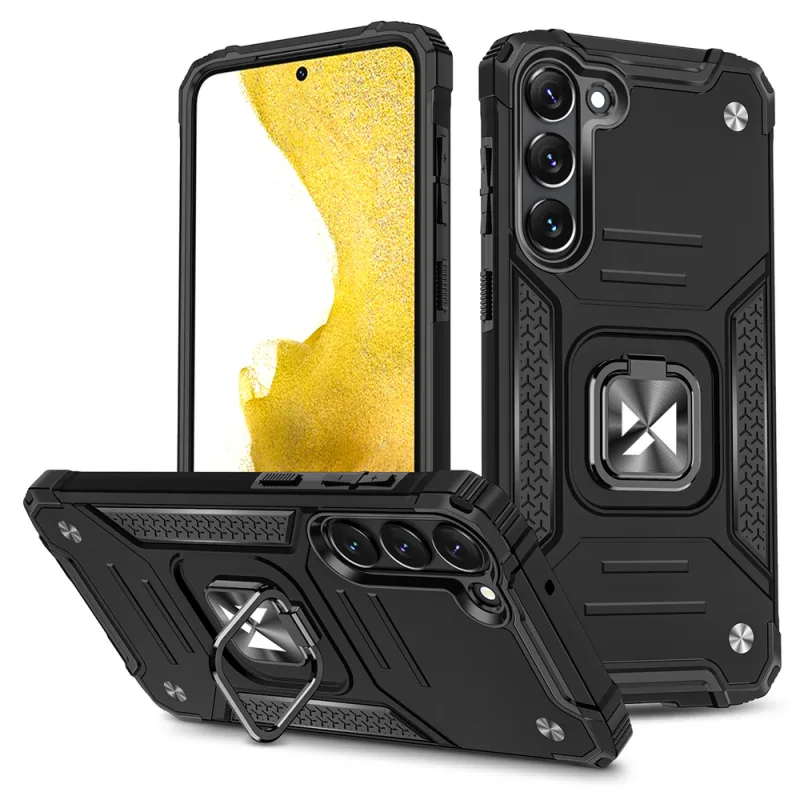 Puzdro Wozinsky Ring Armor pre Samsung Galaxy S23 pancierový kryt magnetický držiak prsteň čierny