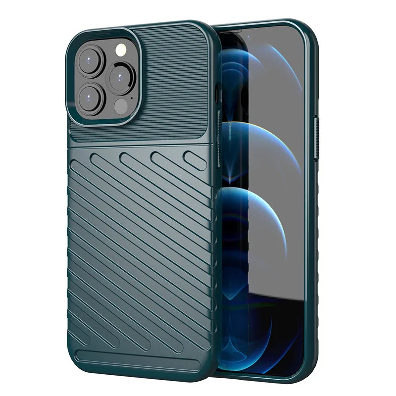 Thunder Case Flexibilné Tough Rugged Cover TPU puzdro pre iPhone 13 Pro Max zelené