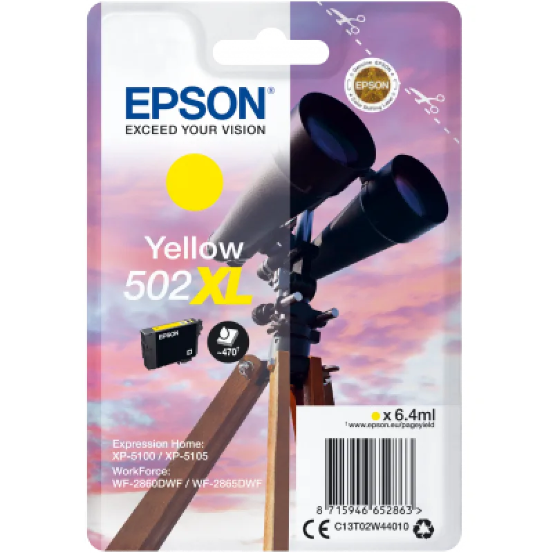 EPSON singlepack, Yellow 502XL, Ink, XL C13T02W44010