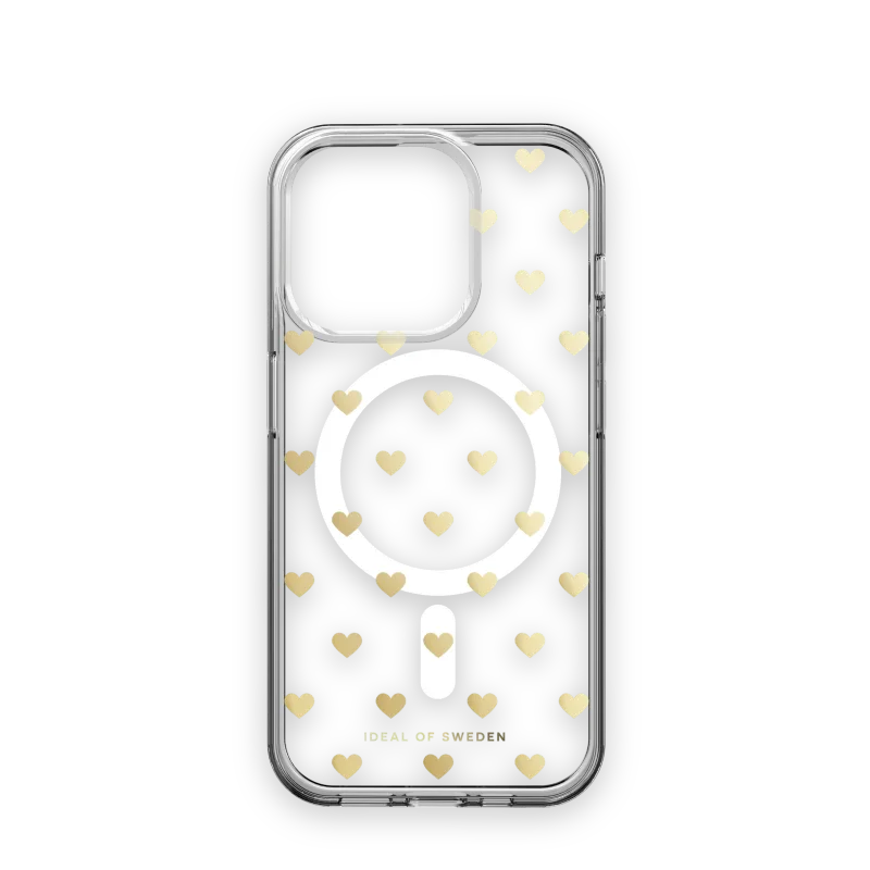 iDeal Fashion Clear Case MagSafe iPhone 15 Pro Golden Hearts IDCLCMS…