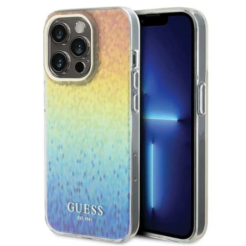 Guess IML Faceted Mirror Disco Iridescent puzdro pre iPhone 14 Pro Max - viacfarebné