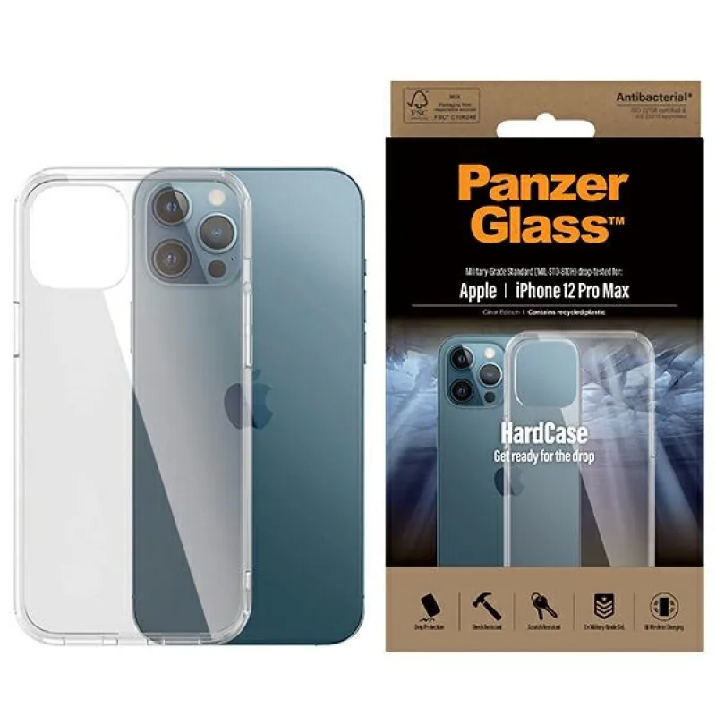 Antibakteriálne puzdro PanzerGlass ClearCase s certifikáciou Military Grade pre iPhone 12 Pro Max - priehľadné
