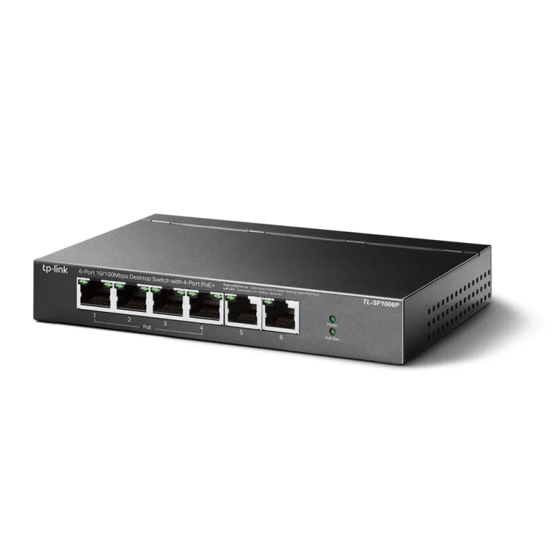 TP-link TL-SF1006P 6x10/ 100 (4xPOE+) 67W kovový CCTV switch TL-SF1006P