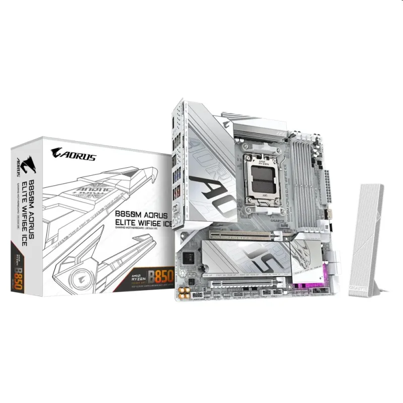 Gigabyte AORUS B850M ELITE WIFI6E ICE, AMD B850, AM5, 4xDDR5, mATX