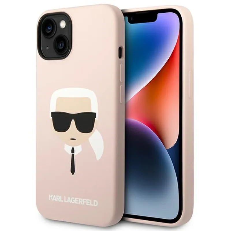 Karl Lagerfeld silikónové puzdro Karl's Head MagSafe pre iPhone 14 Plus – svetloružové