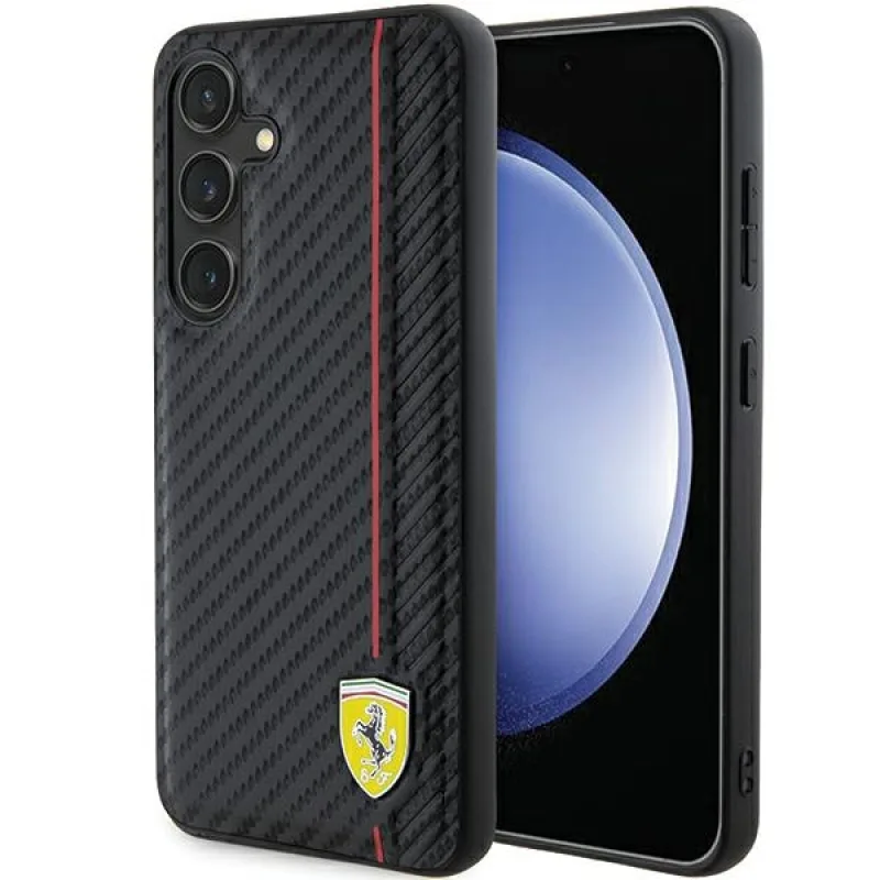 Puzdro Ferrari Carbon Printed Line pre Samsung Galaxy S24 - čierne