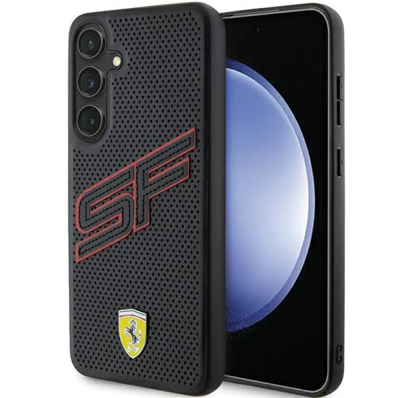 Ferrari Big SF Perforované puzdro pre Samsung Galaxy S24+ - čierne